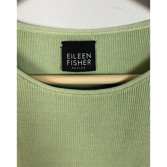 Eileen Fisher Green Sweater Tank Top Silk Cotton Blend Knit Women’s - Picture 3 of 7